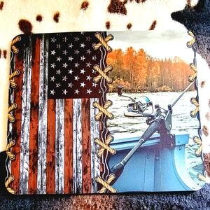 Fishing USA Flag Computer Non Slip Custom Mouse Pad